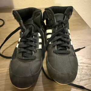 Adidas Men's Black and White High-Top Sneakers
